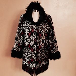NWT Black Rivet Faux Fur Long Sweater Sz M